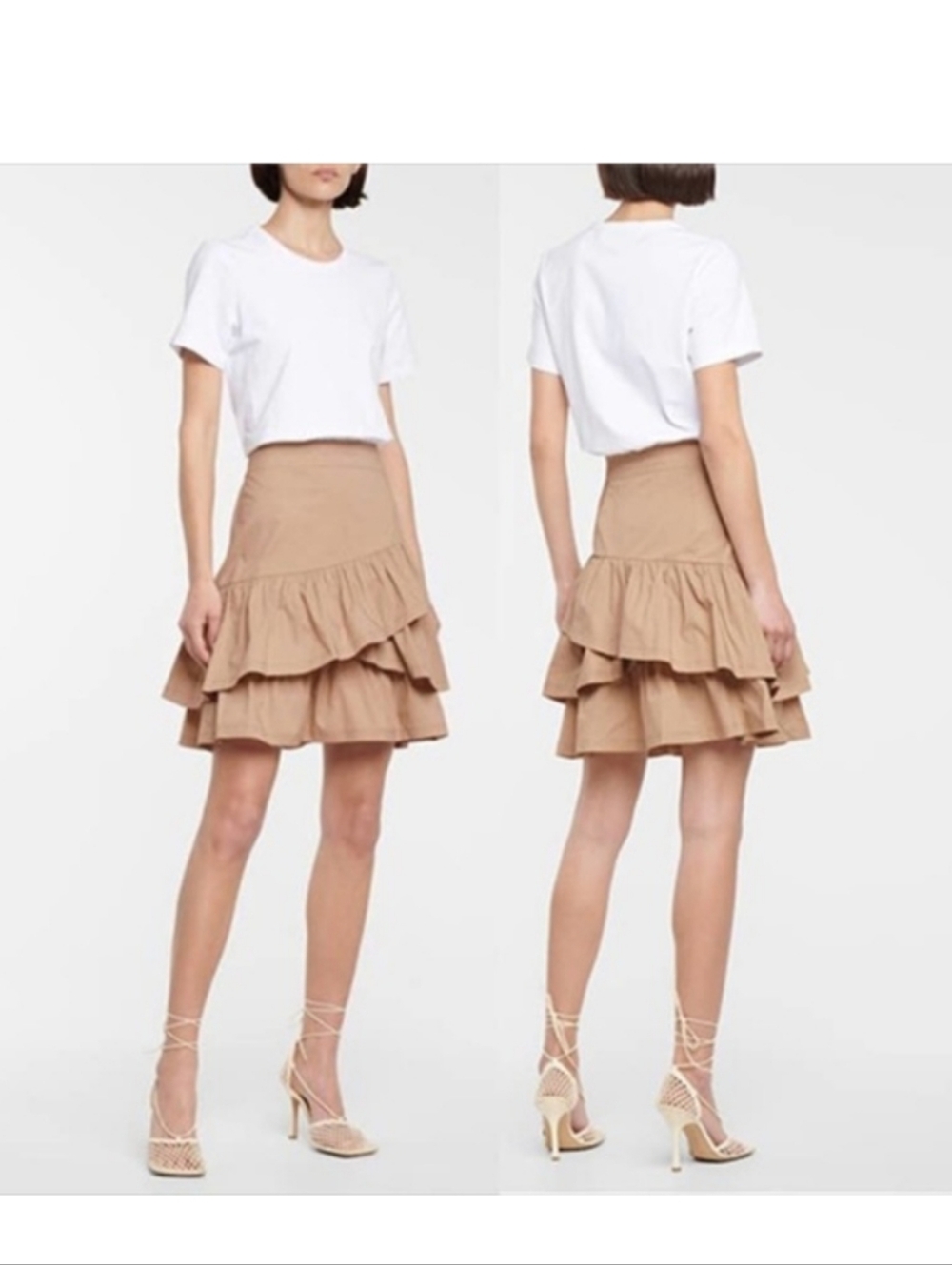 Veronica Beard White And Tan Combination Women Dress
